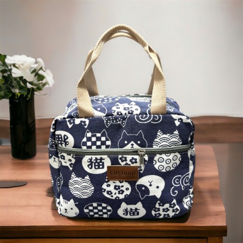 Túi đựng cơm cute văn phòng, Túi hộp cơm trưa giữ nhiệt lót bạc Canvas dày giỏ đựng đồ ăn, bình nước TC25