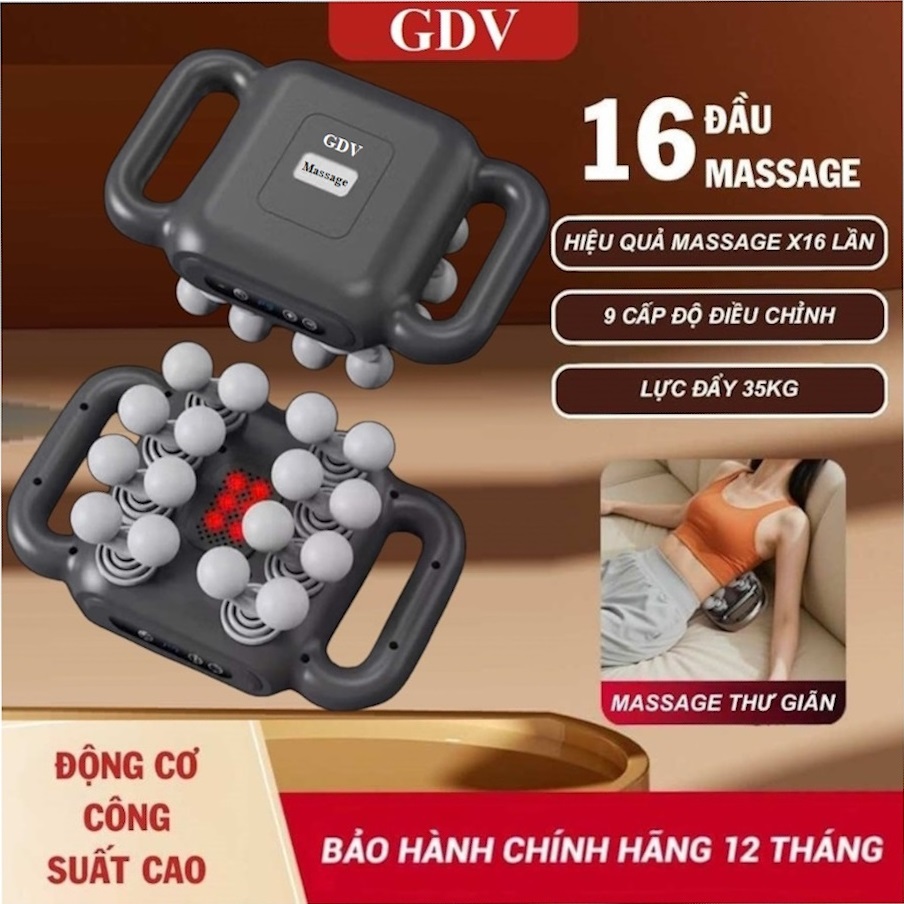 [Tặng củ sạc + cáp sạc] Máy Massage Toàn Thân Cầm Tay , Máy Mát Xa Đấm Lưng, Chân, Tay, Vai 16 Đầu GDV YX-840
